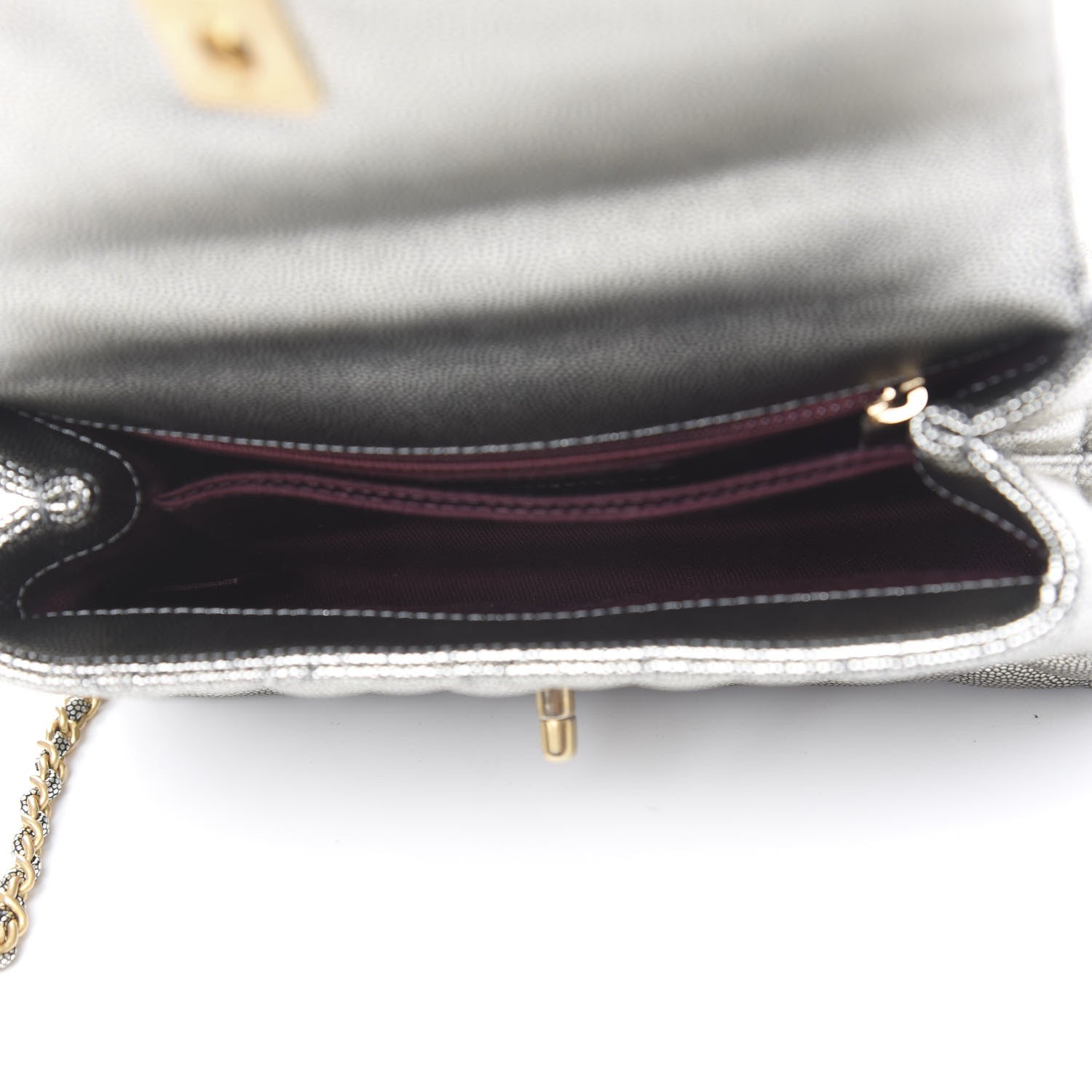 Chanel Metallic Caviar Quilted Mini Coco Handle Flap Silver 4 of 10