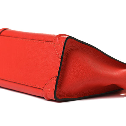 Celine Drummed Calfskin Nano Luggage Vermillion 10 of 12