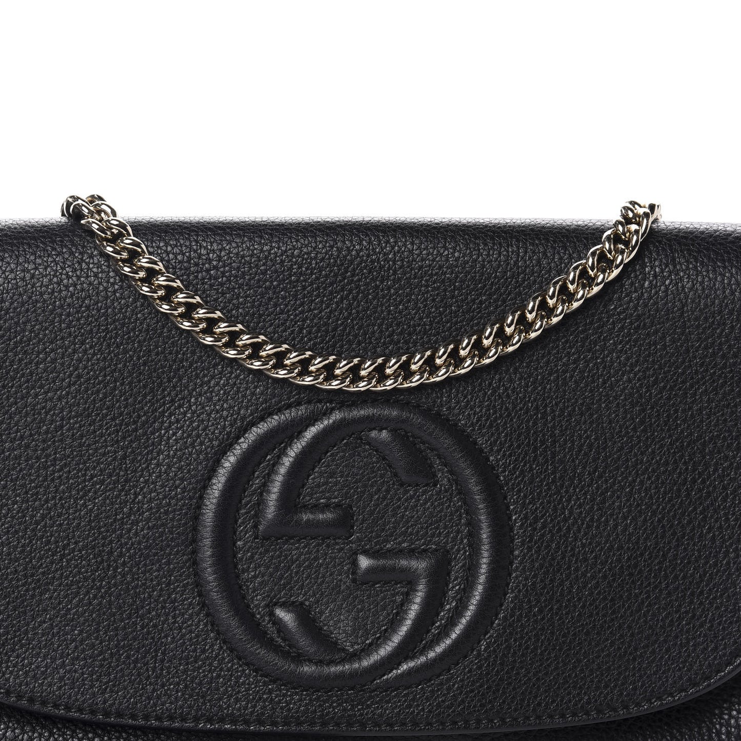 Pebbled Calfskin Medium Soho Flap Crossbody Black