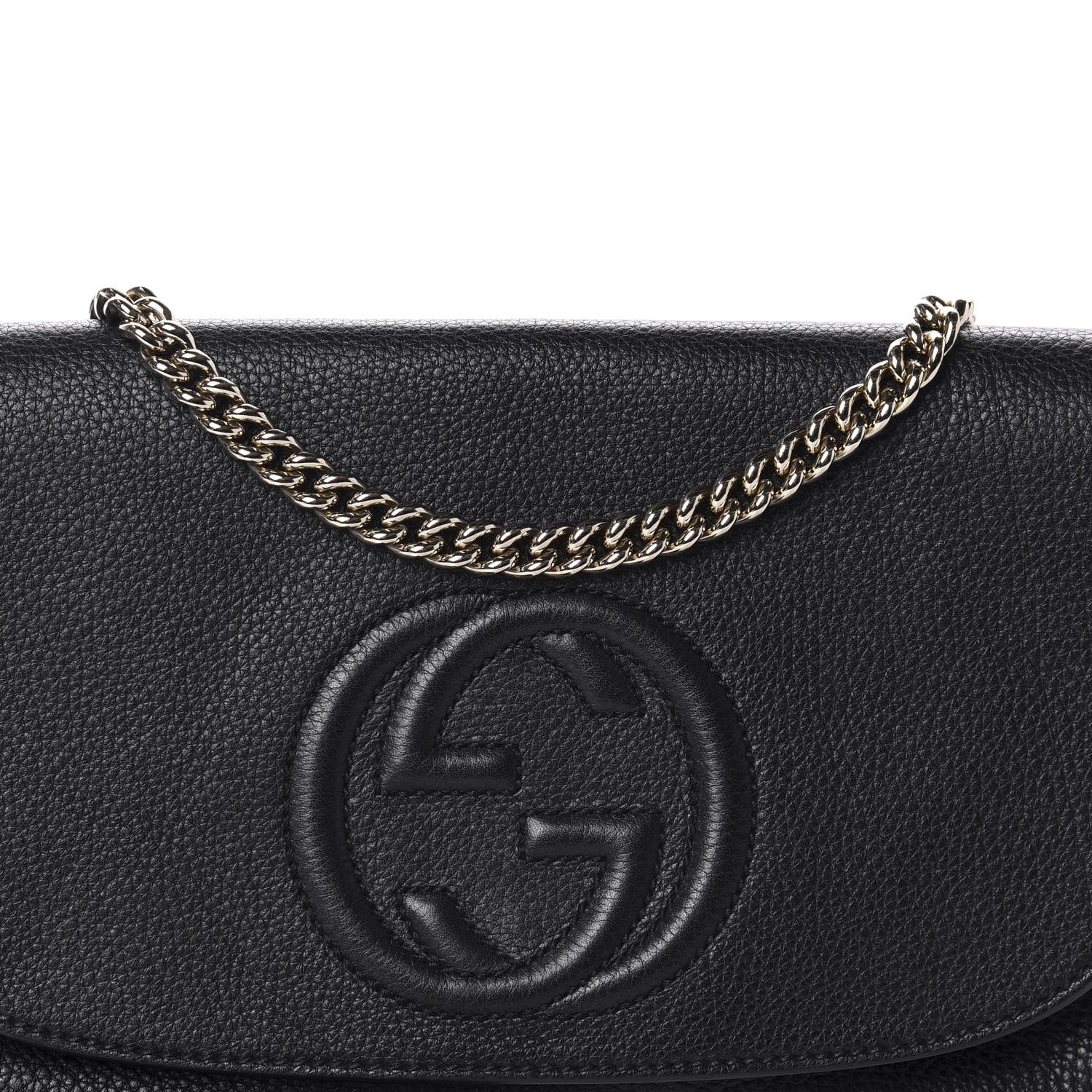 Gucci Pebbled Calfskin Medium Soho Flap Crossbody Black 10 of 10
