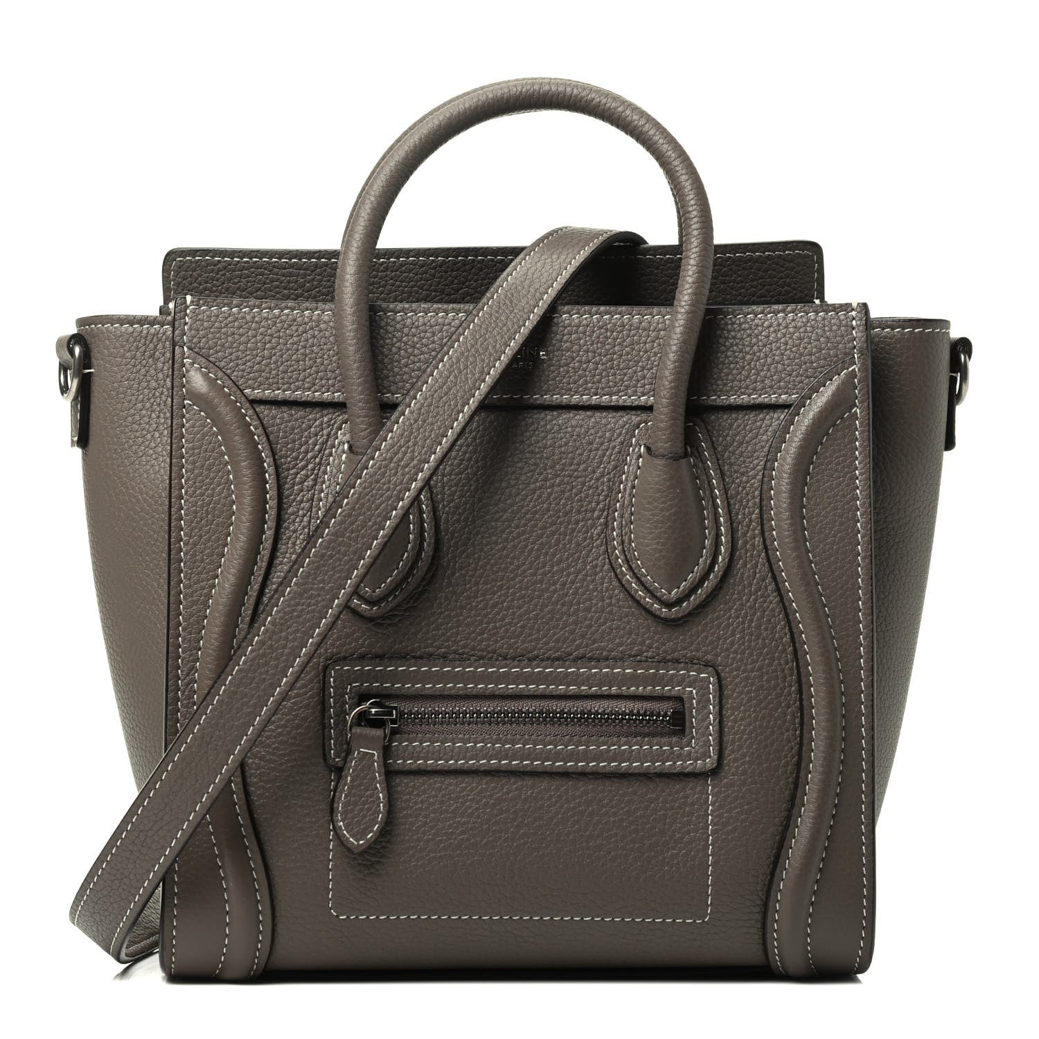 Celine Drummed Calfskin Nano Luggage Souris 1 of 3