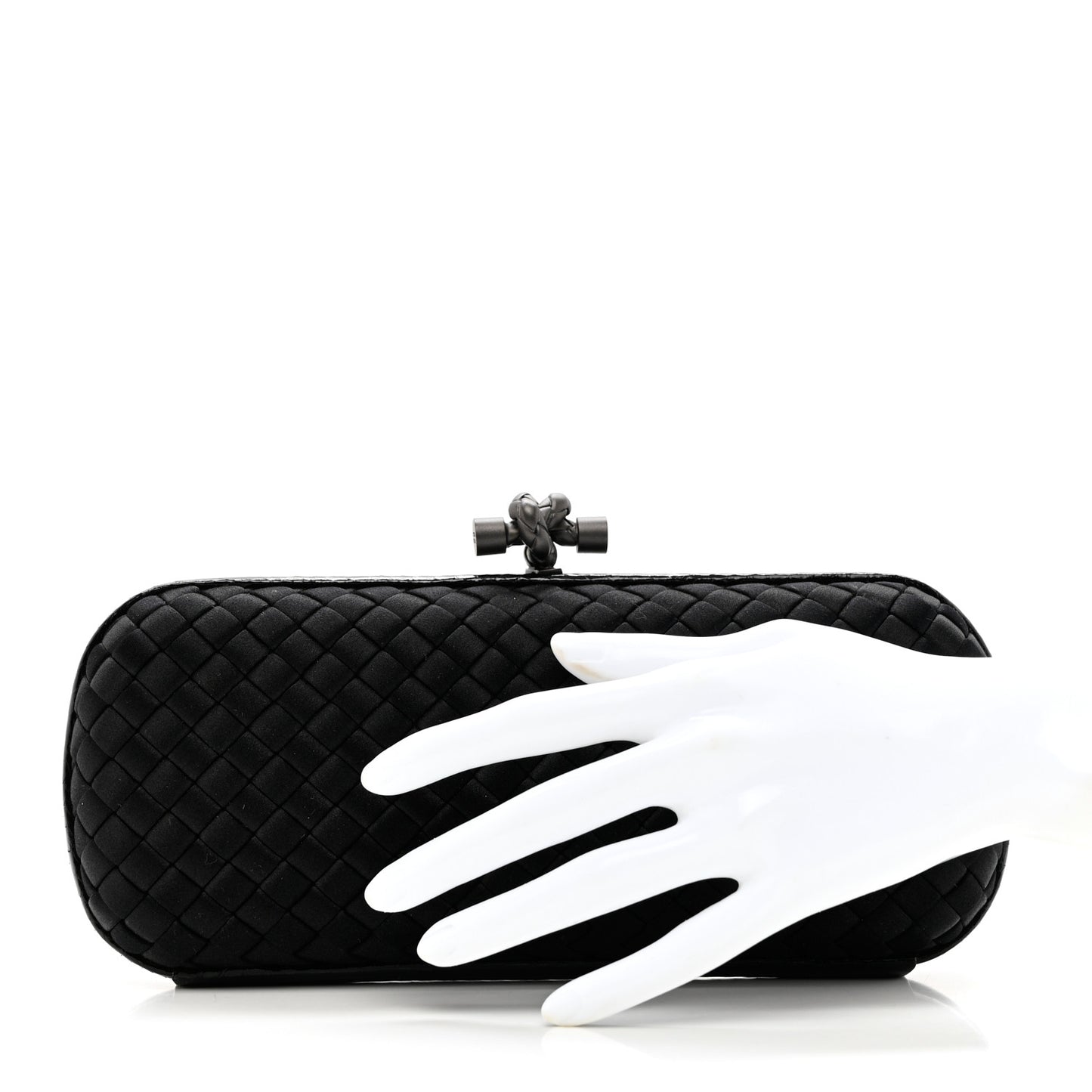 Satin Ayers Intreccio Impero Stretch Knot Clutch Black