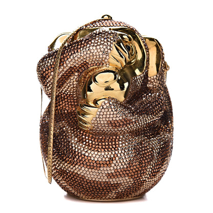 Judith Leiber Crystal See No Evil Monkey Minaudiere Clutch Bronze Gold 1 of 20