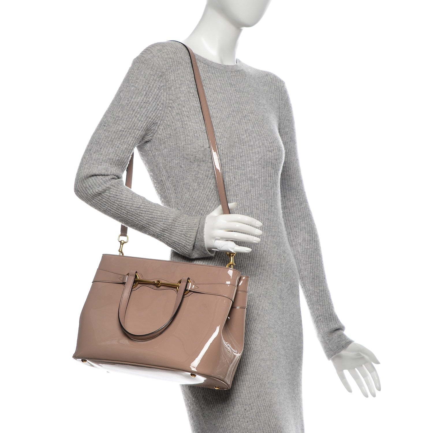Gucci Patent Medium Bright Bit Top Handle Tote Dark Cipria 2 of 8
