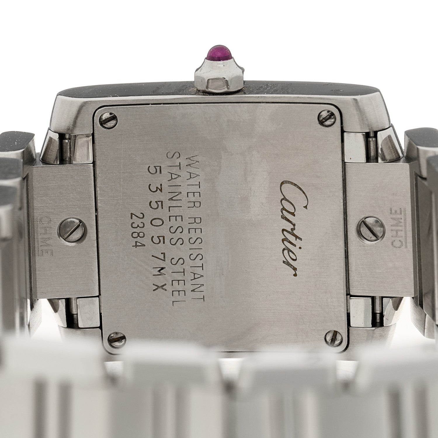 Cartier Stainless Steel Pink Mother of Pearl 20mm Tank Francaise Quartz Watch 4 of 4