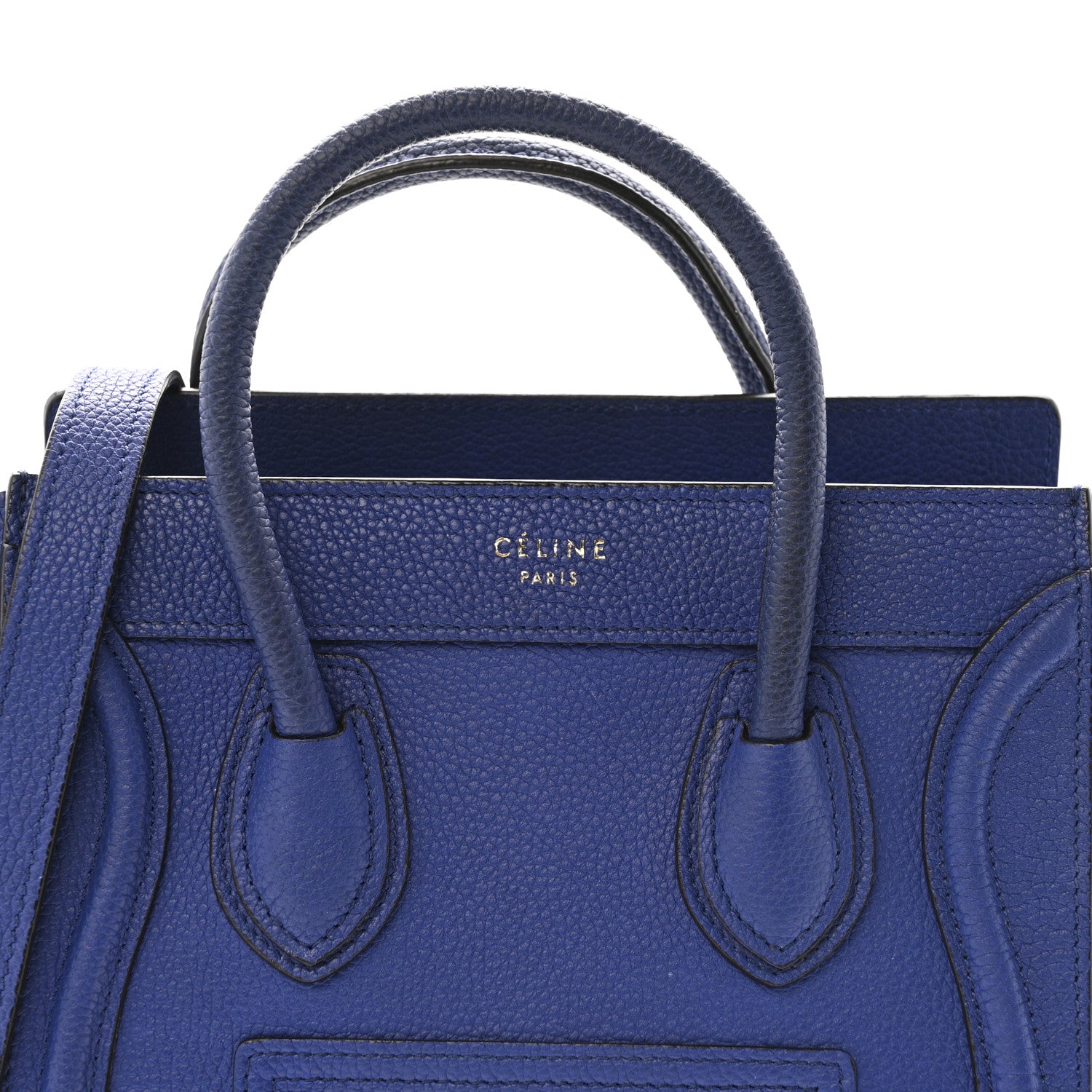 Celine Drummed Calfskin Nano Luggage Indigo 7 of 12