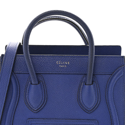 Celine Drummed Calfskin Nano Luggage Indigo 7 of 12