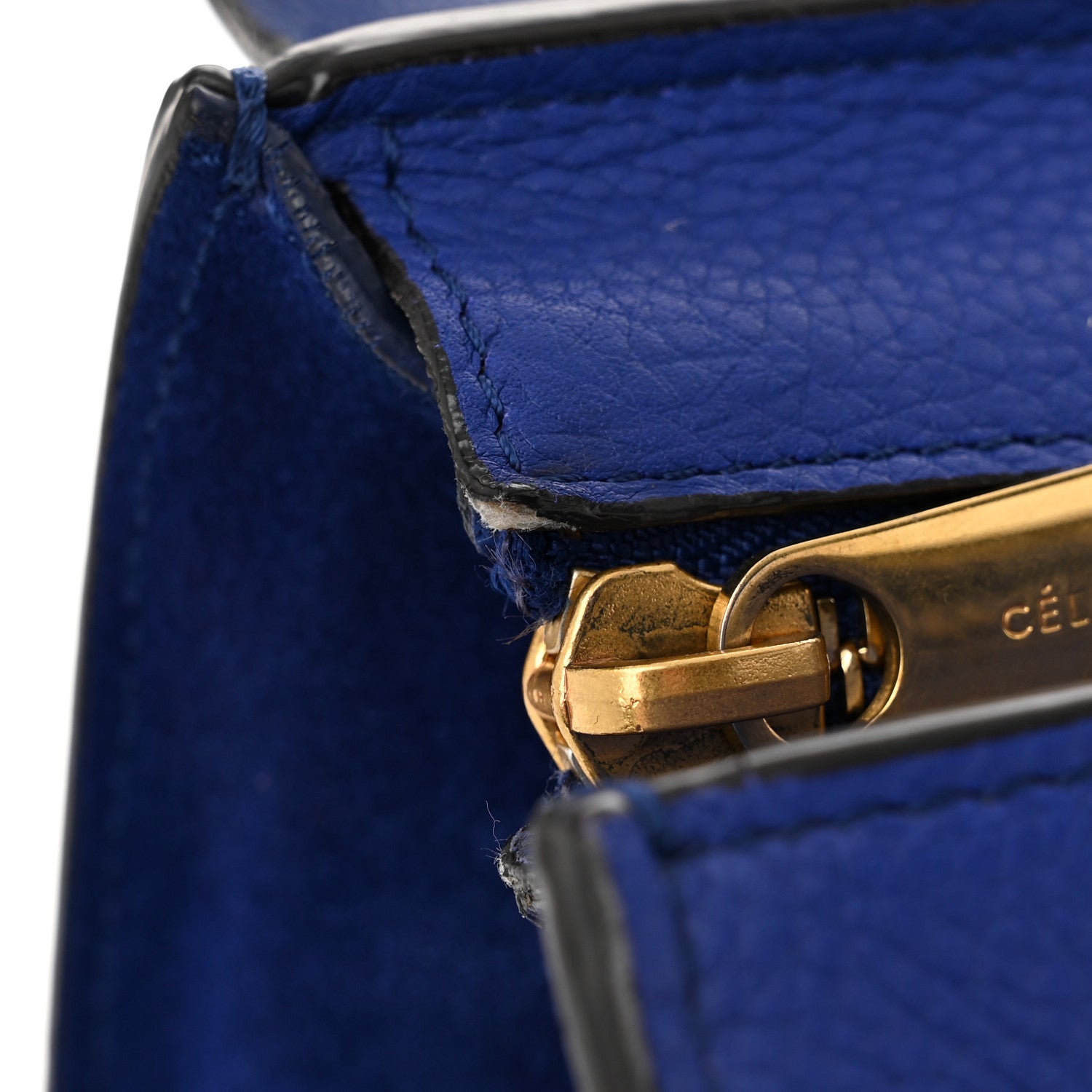 Celine Drummed Calfskin Suede Medium Trapeze Indigo 10 of 12