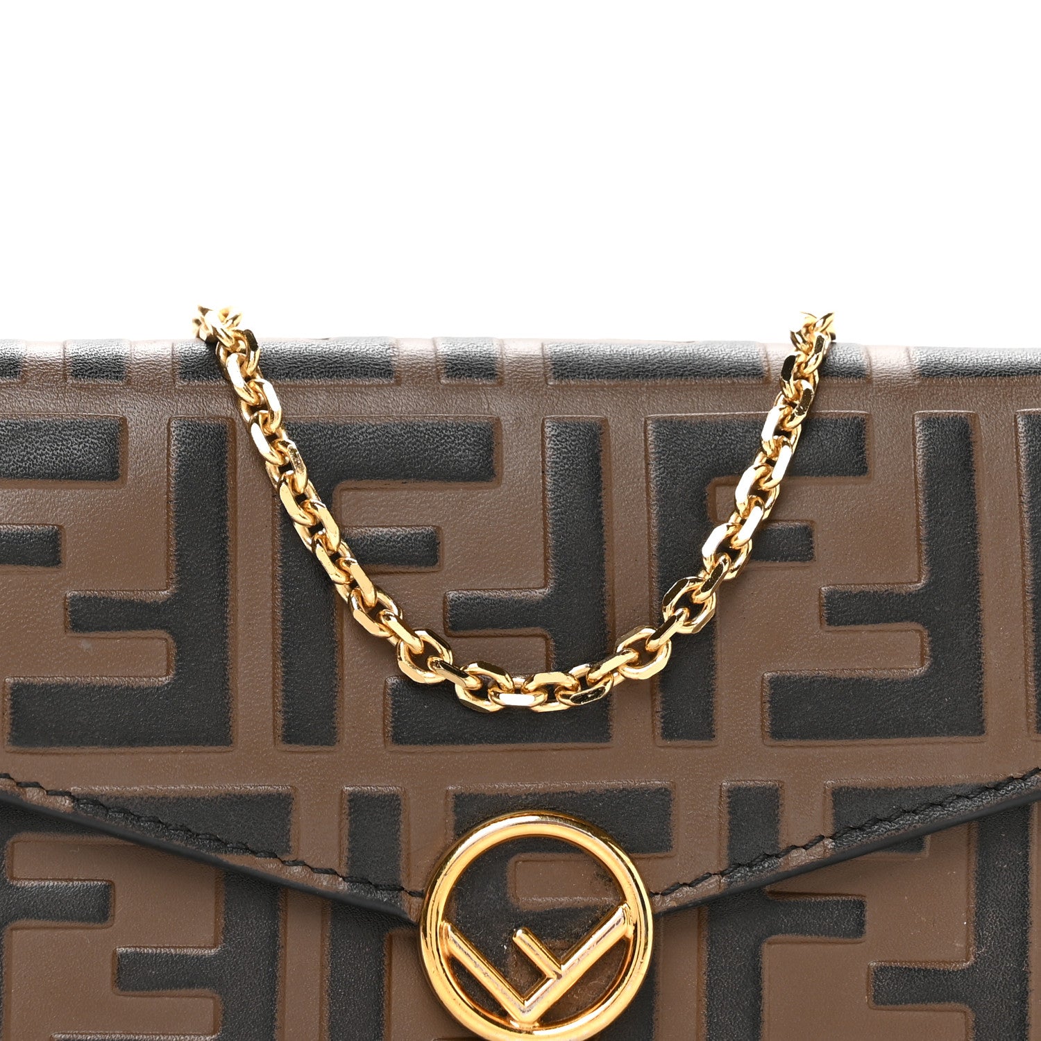 Fendi Vitello Soft F is Fendi Bi-Color FF 1974 Embossed Continental Envelope Wallet On Chain Maya Black 8 of 12
