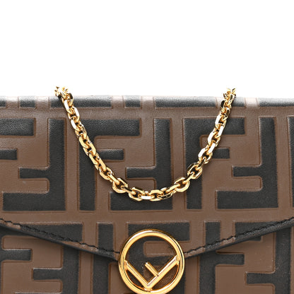 Fendi Vitello Soft F is Fendi Bi-Color FF 1974 Embossed Continental Envelope Wallet On Chain Maya Black 8 of 12