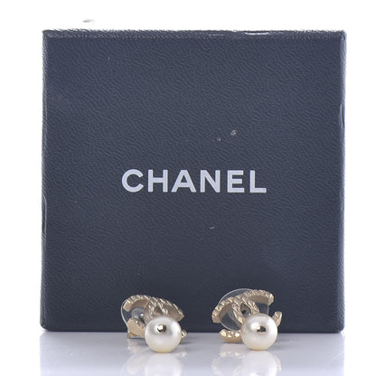Chanel Pearl Quilted CC Drop Earrings Silver 5 of 5