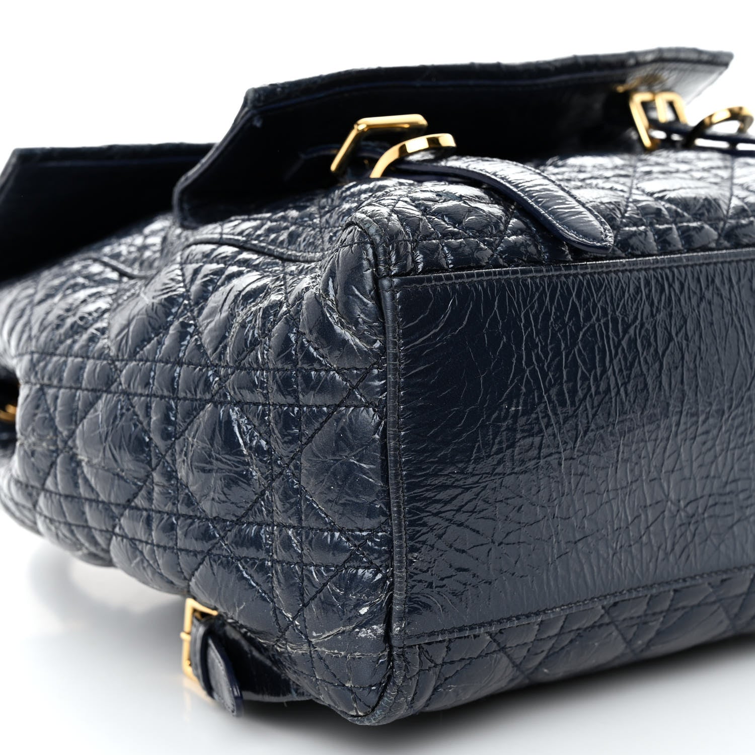 Christian Dior Ceramic Effect Deerskin Cannage Large Stardust Backpack Navy Blue 8 of 10