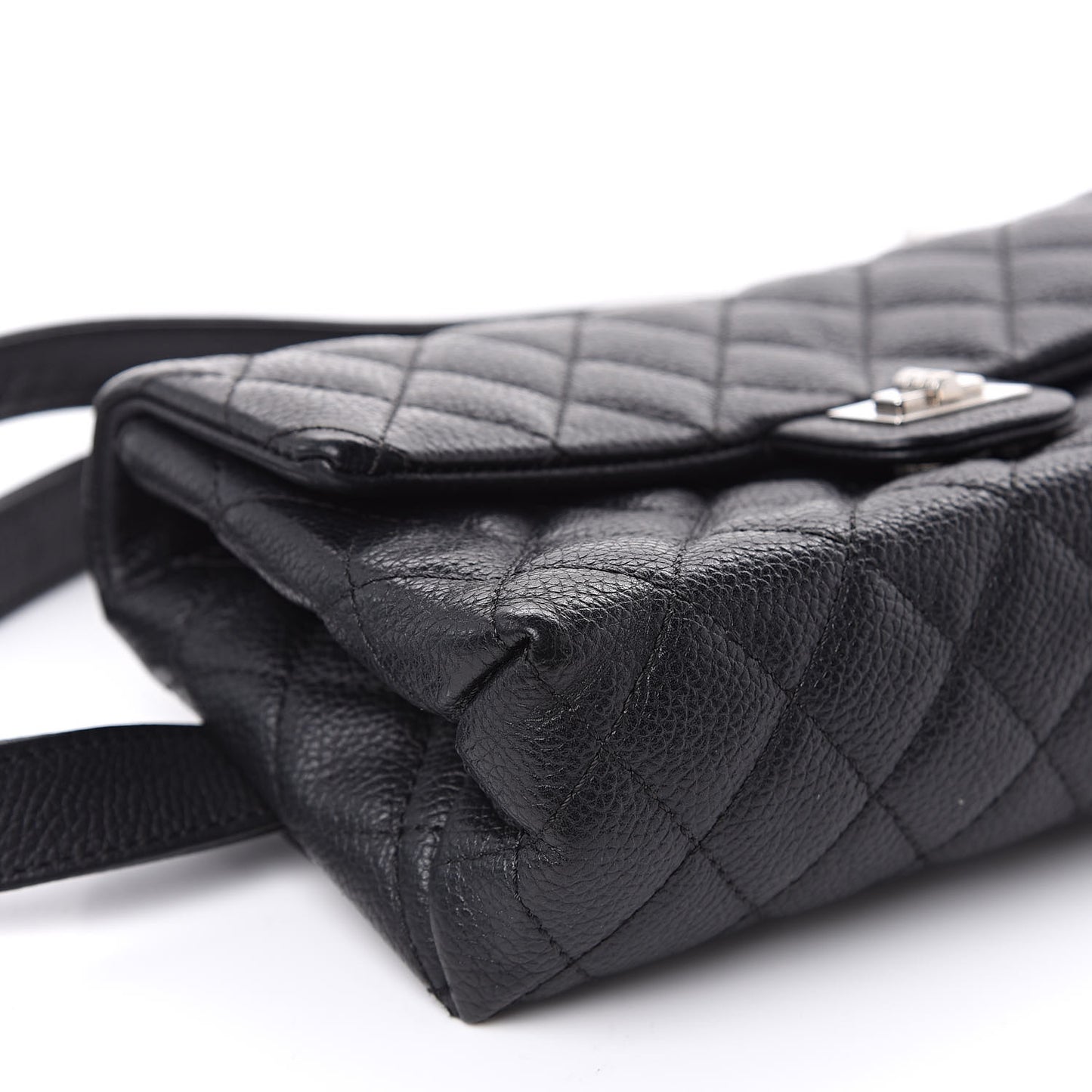 Grained Calfskin Quilted 2.55 Reissue Flap Belt Bag Clutch Black