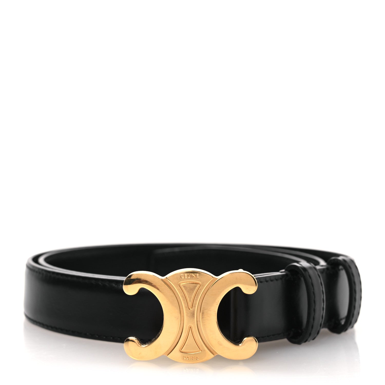 Celine Box Calfskin Medium 25mm Triomphe Belt 90 36 Black 1 of 8