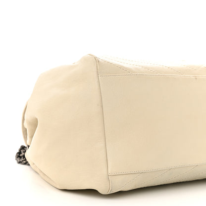 Saint Laurent Vintage Lambskin Chevron Monogram Large Nolita Crema Soft 9 of 14