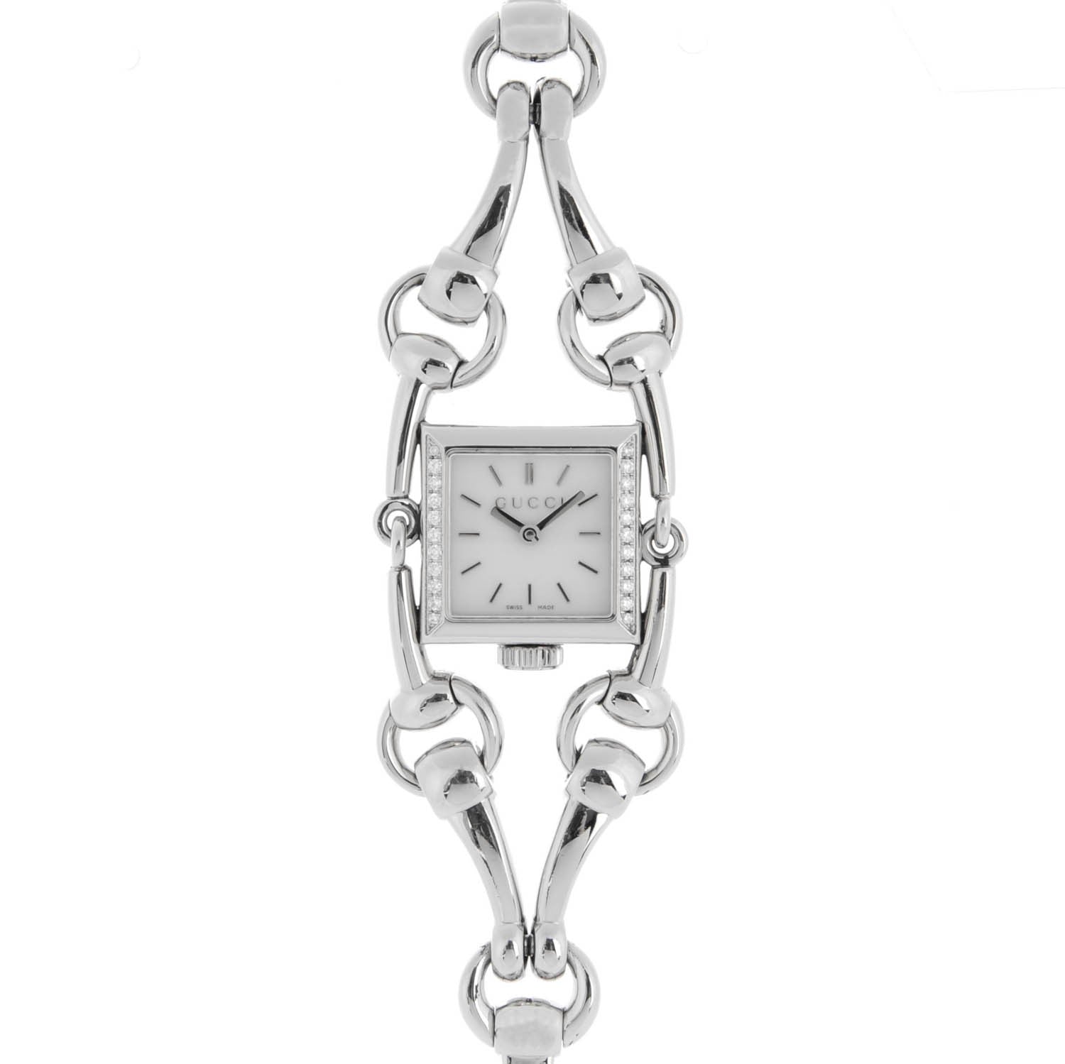 Gucci Stainless Steel Diamond Bezel Mother of Pearl 20mm Signoria Quartz Watch 1 of 9