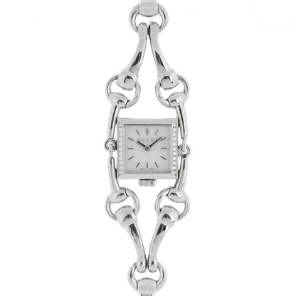 Gucci Stainless Steel Diamond Bezel Mother of Pearl 20mm Signoria Quartz Watch 1 of 9