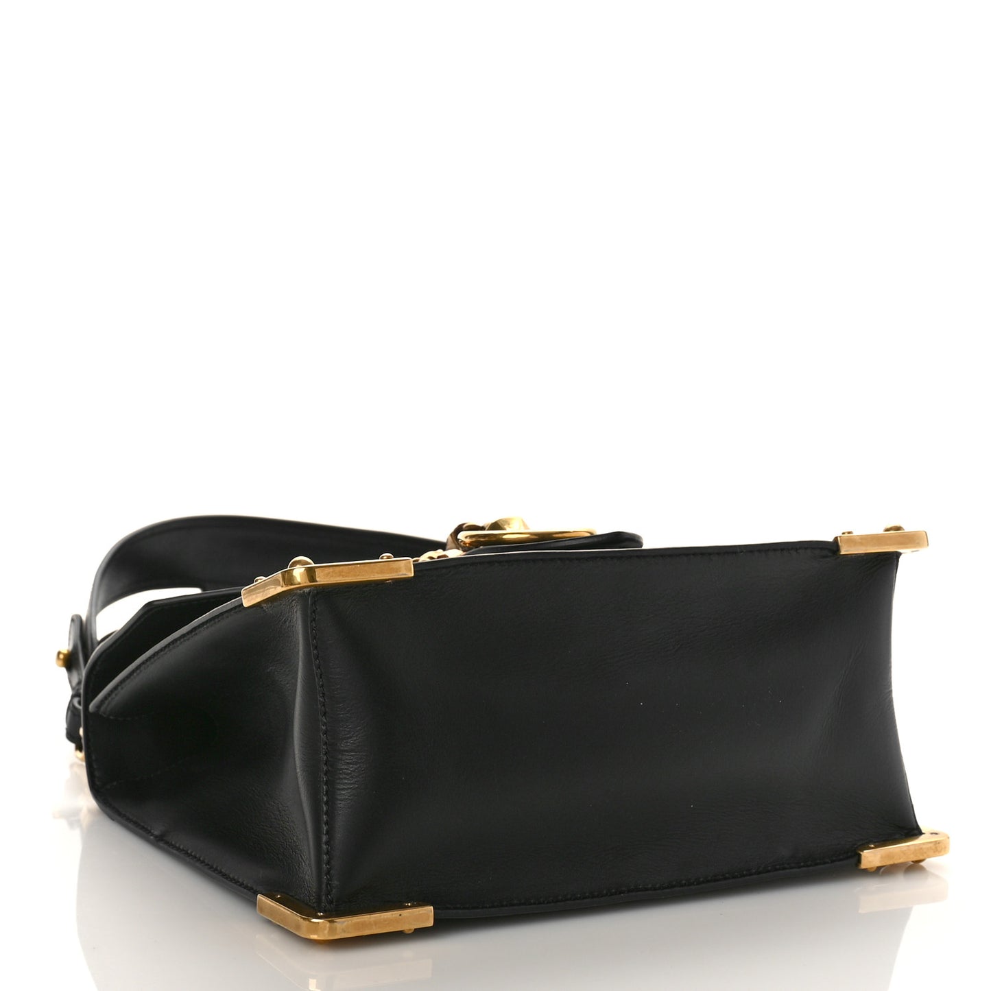 Antic Soft Saffiano Lions Head Cahier Shoulder Bag Black