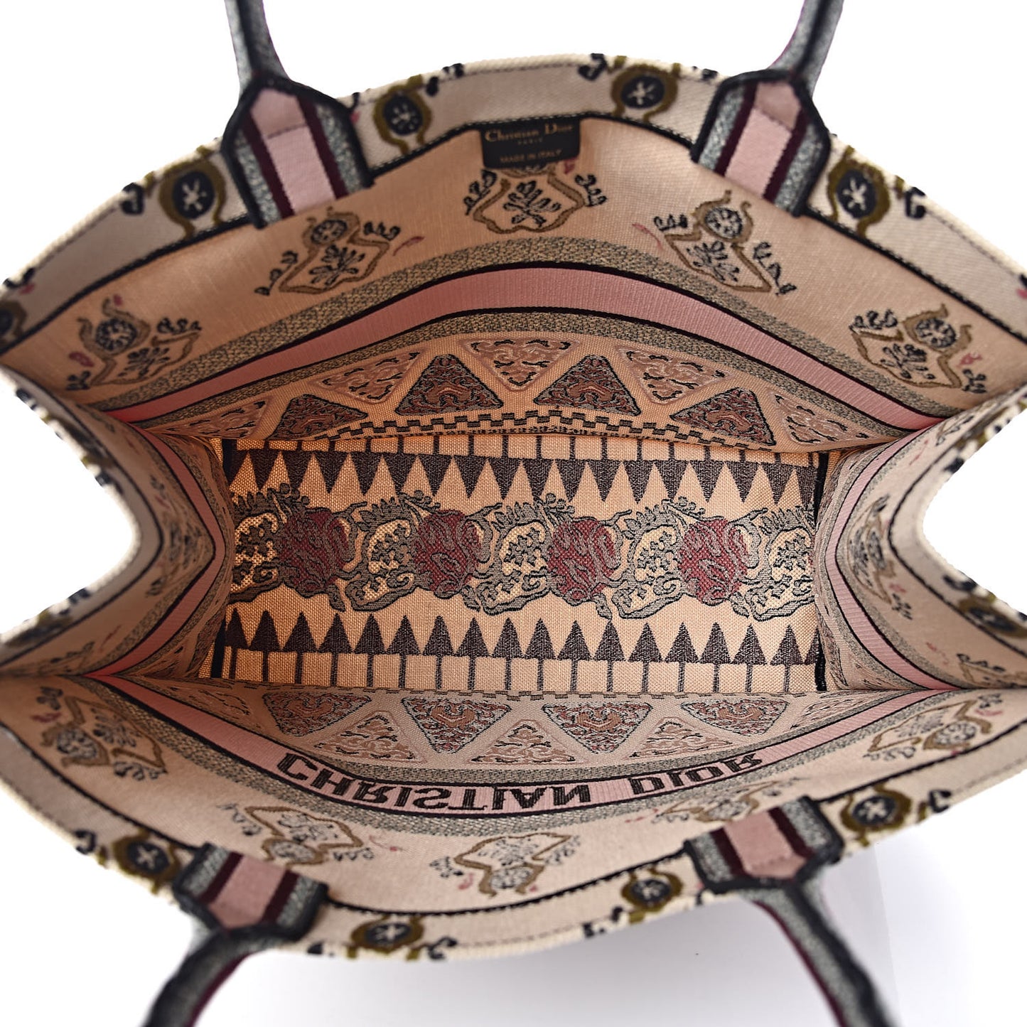 Canvas Embroidered Geometric Book Tote Multicolor