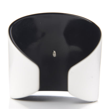 Chanel Resin CC Wide Cuff White Black 3 of 3