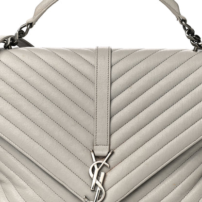 Saint Laurent Sheepskin Matelasse Large Monogram College Satchel Light Grey 8 of 31