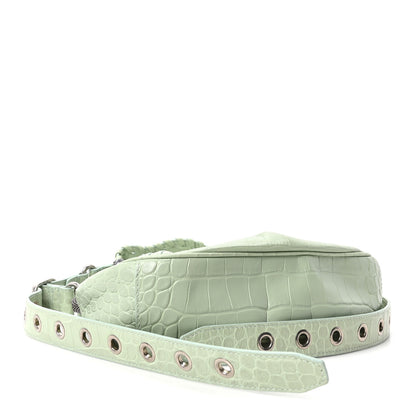 Balenciaga Extra Supple Calfskin Crocodile Embossed Le Cagole Shoulder Bag XS Light Green 4 of 10