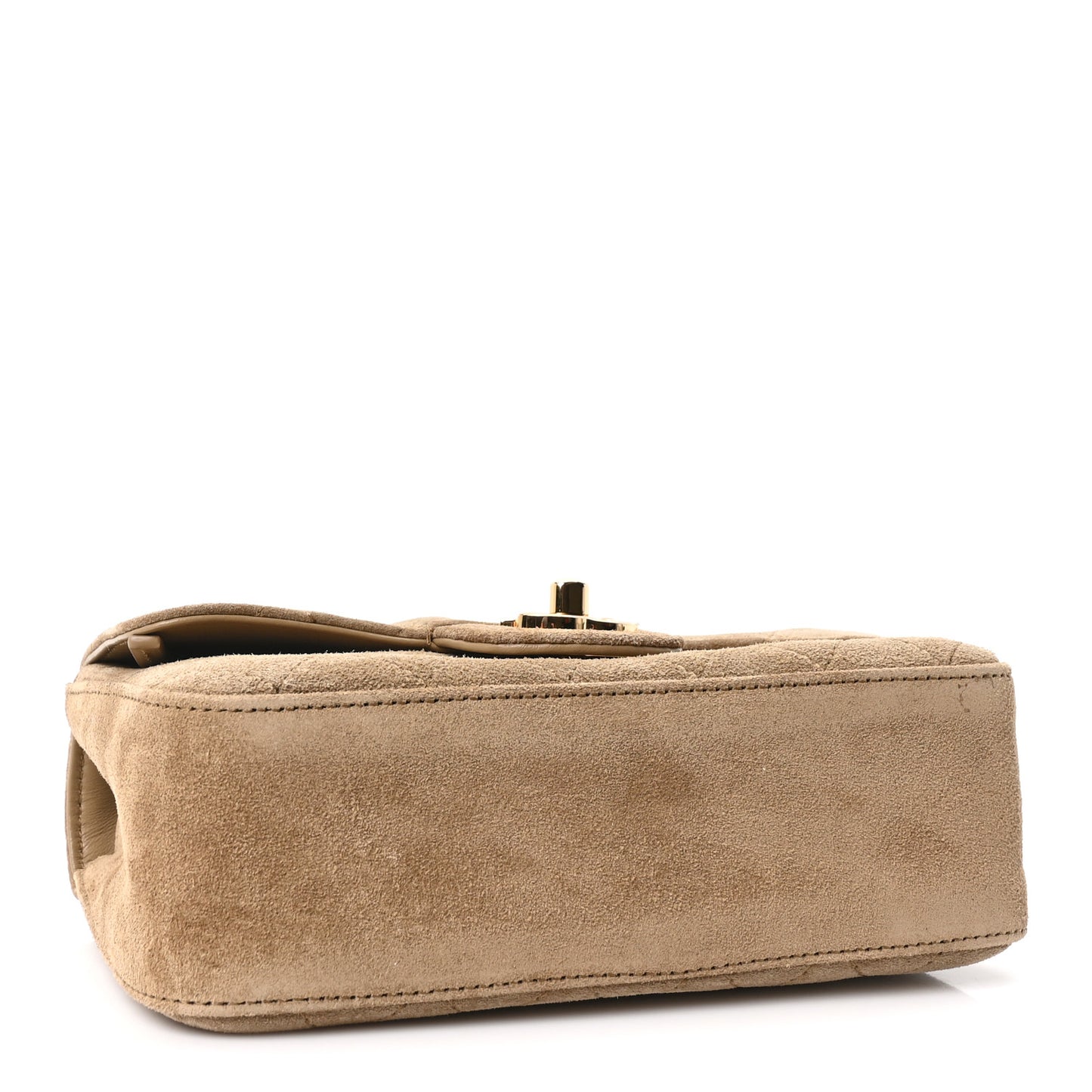 Suede Calfskin Mini Souplissimo Flap Dark Beige
