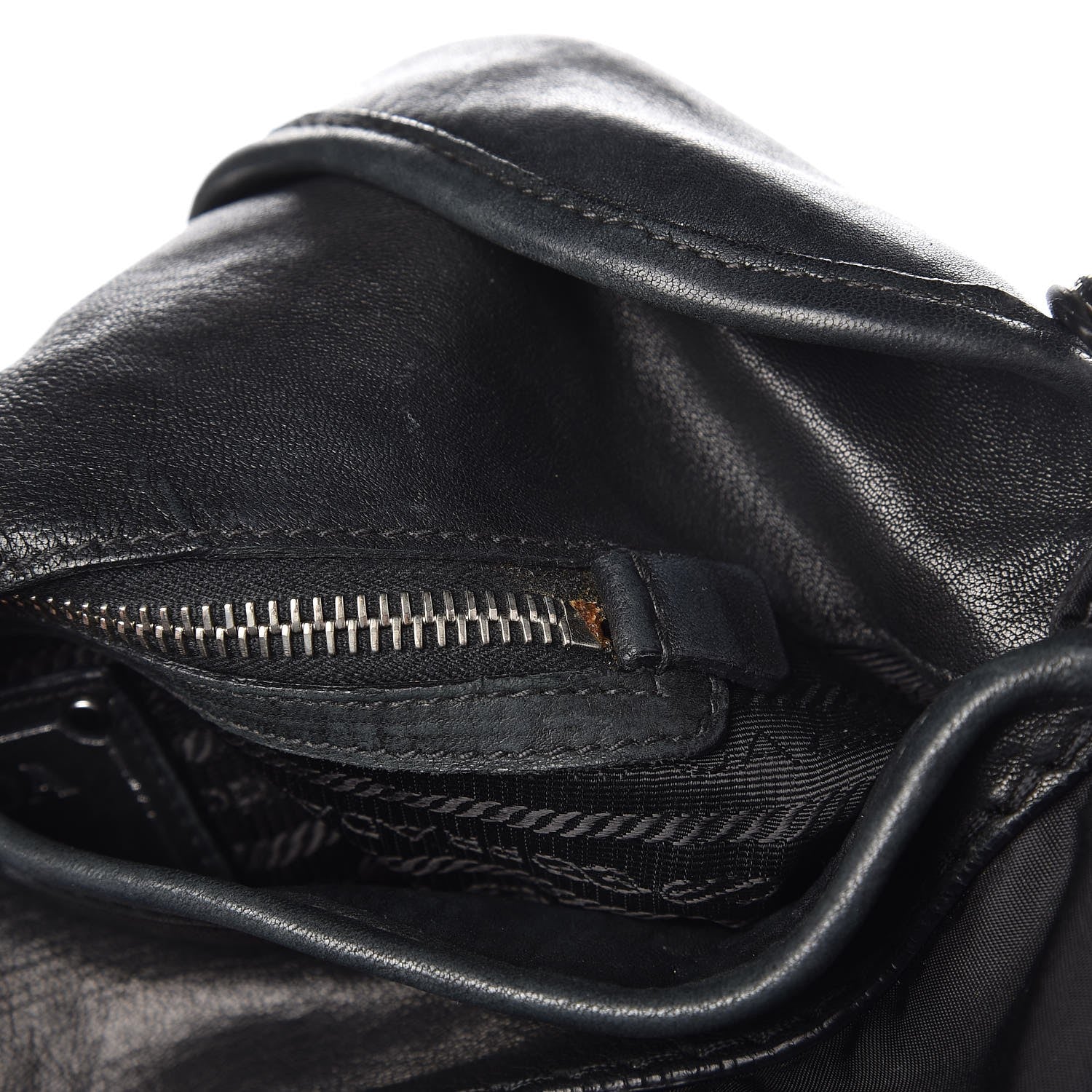 Prada Calfskin Tessuto Nylon Large Easy Fold Over Satchel Black 11 of 11