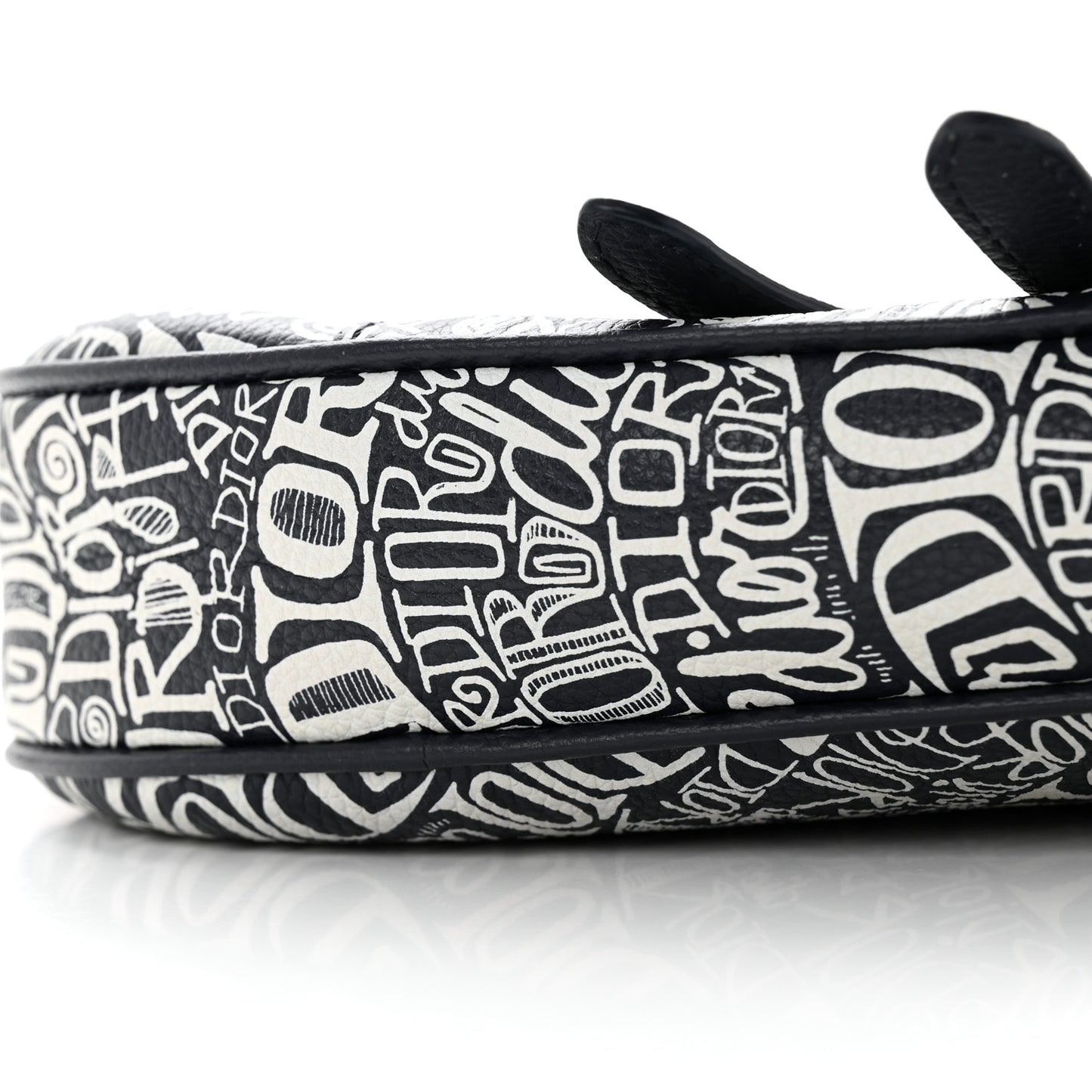 X SHAWN STUSSY Grained Calfskin Printed Mens Saddle Bag Navy Blue