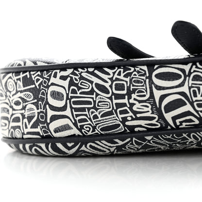 Christian Dior X SHAWN STUSSY Grained Calfskin Printed Mens Saddle Bag Navy Blue 10 of 18