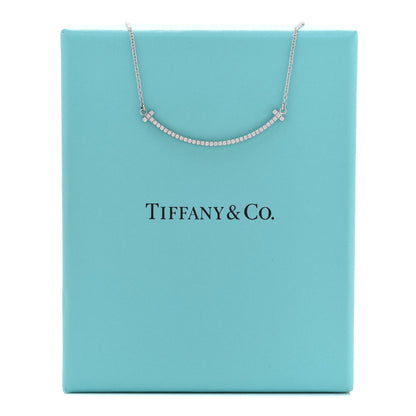 Tiffany 18K White Gold Diamond Small T Smile Pendant Necklace 7 of 7