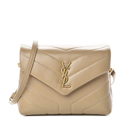 Saint Laurent Calfskin Y Quilted Monogram Toy Loulou Crossbody Bag Latte 1 of 11