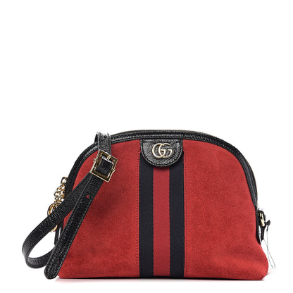 Gucci Suede Patent Web GG Small Ophidia Dome Shoulder Bag Hibiscus Red 1 of 10