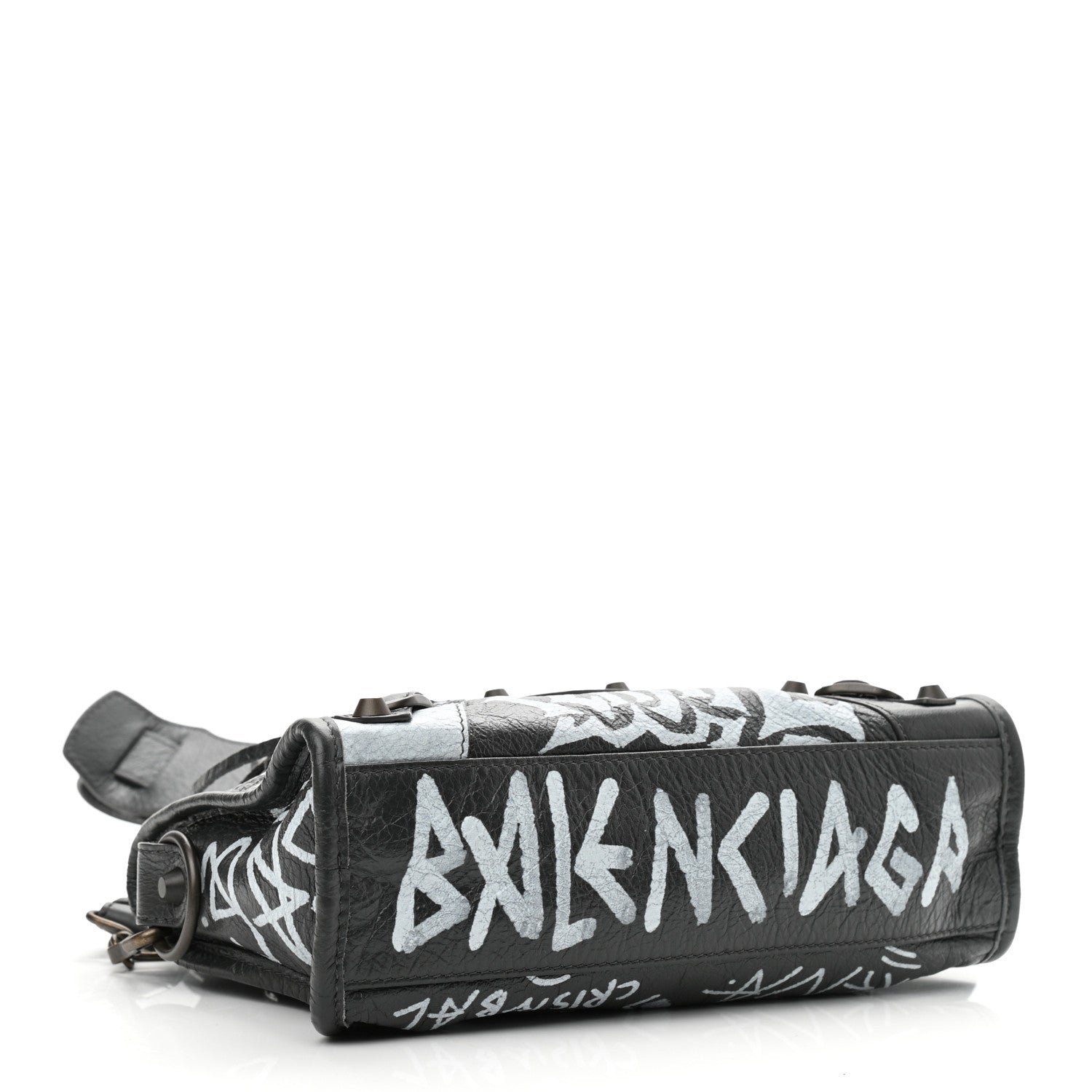 Balenciaga Agneau Arena Graffiti All Over Classic Hardware Mini City Gris Fossile White 4 of 10