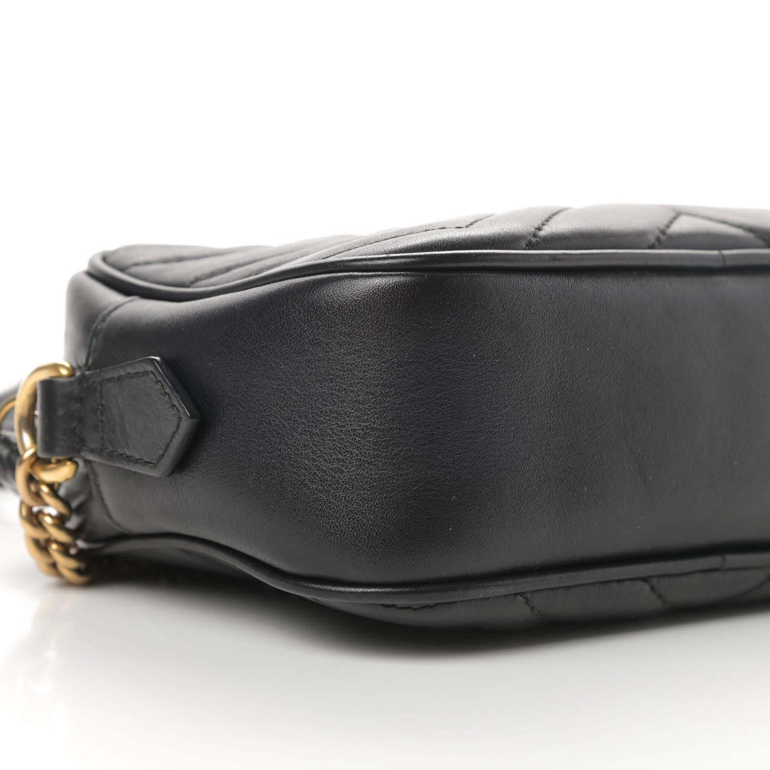Gucci Calfskin Matelasse Mini GG Marmont Chain Shoulder Bag Black 9 of 10