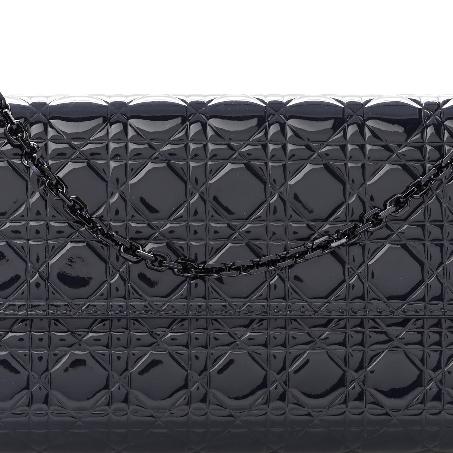 Patent Cannage Chain Wallet Navy Blue