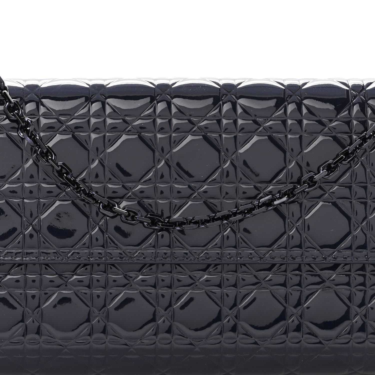 Christian Dior Patent Cannage Chain Wallet Navy Blue 8 of 10