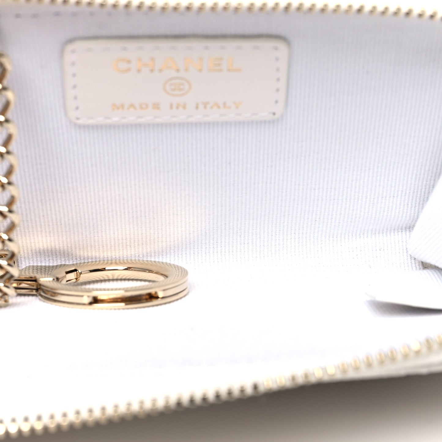 Caviar Quilted Zipped Key Holder Case White