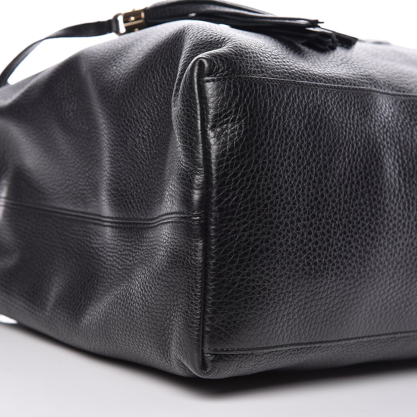 Pebbled Calfskin Large Soho Chain Shoulder Bag Black