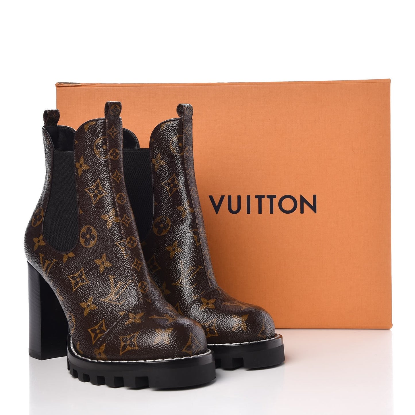 Patent Monogram Star Trail Chelsea Ankle Boots 38