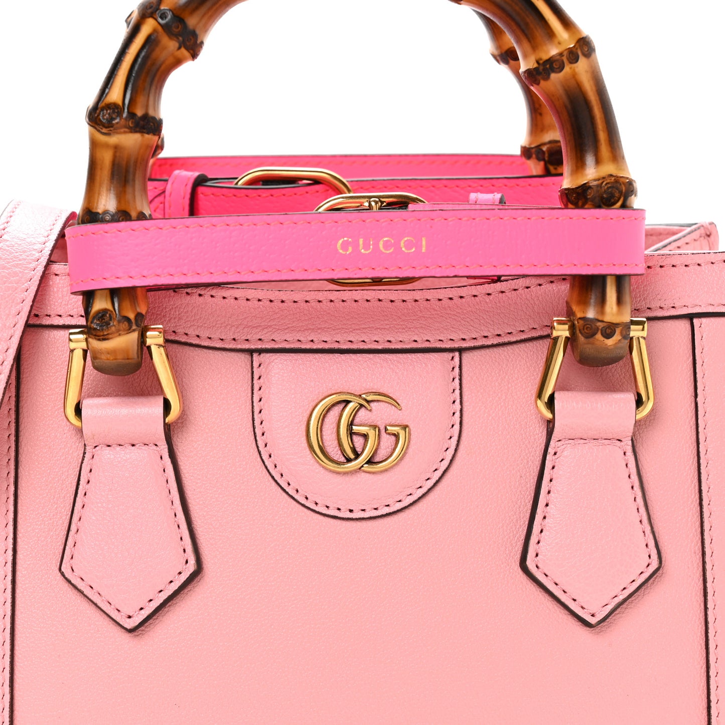 Wonka Grain Calfskin Mini Diana Tote Bag Wild Rose Fuxia Fluo