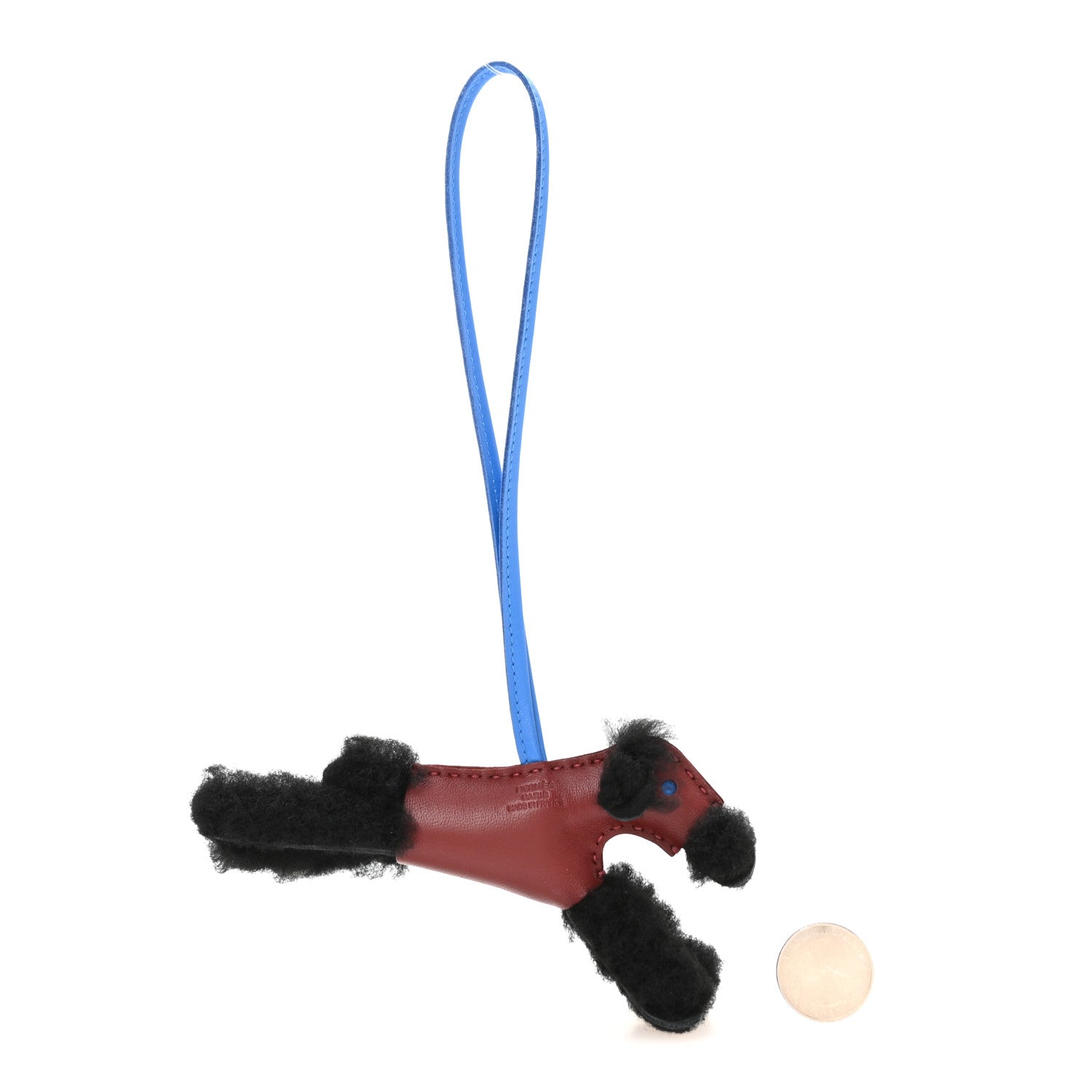 Hermes Milo Lambskin Shearling Budy Charm Black Rouge H Bleu Hydra 2 of 5