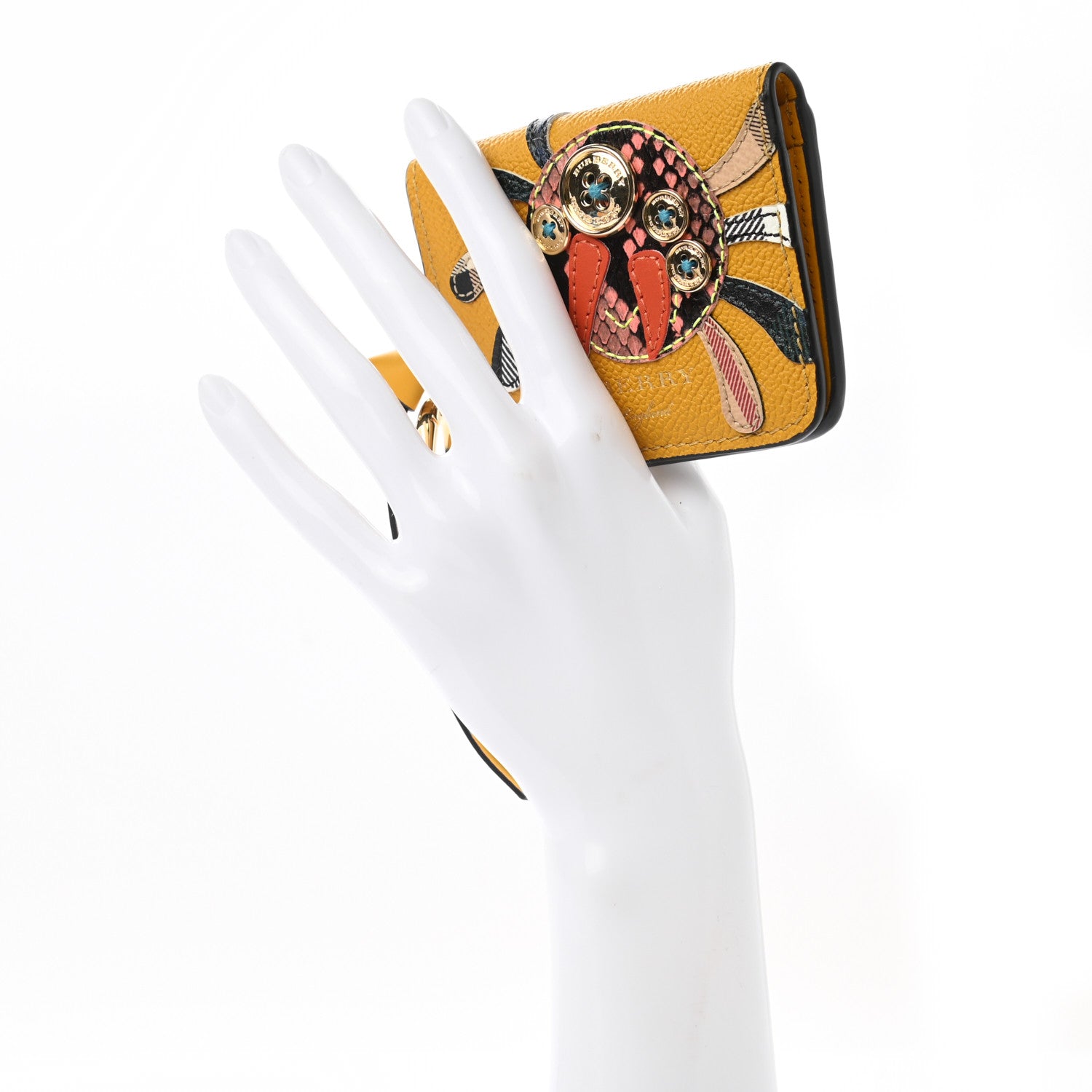 Burberry Calfskin Haymarket Check Appliqué Card Case Charm Yellow 2 of 7