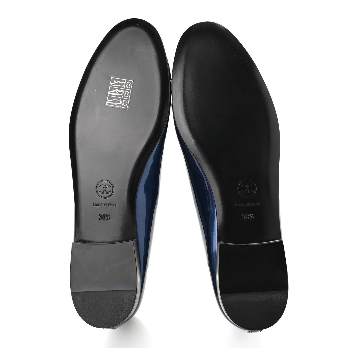 Patent CC Cap Toe Ballerina Flats 38.5 Blue Black
