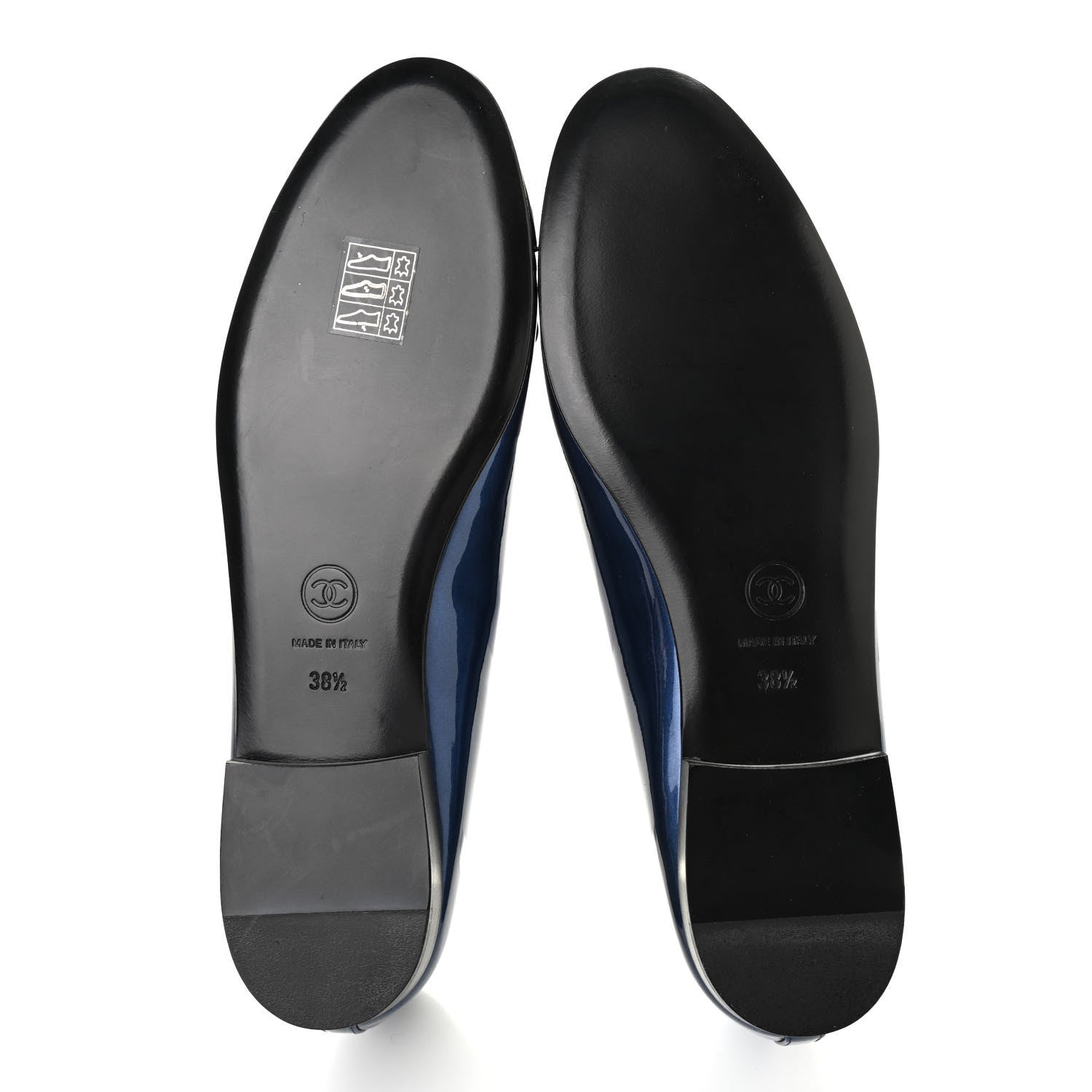 Chanel Patent CC Cap Toe Ballerina Flats 38.5 Blue Black 5 of 8