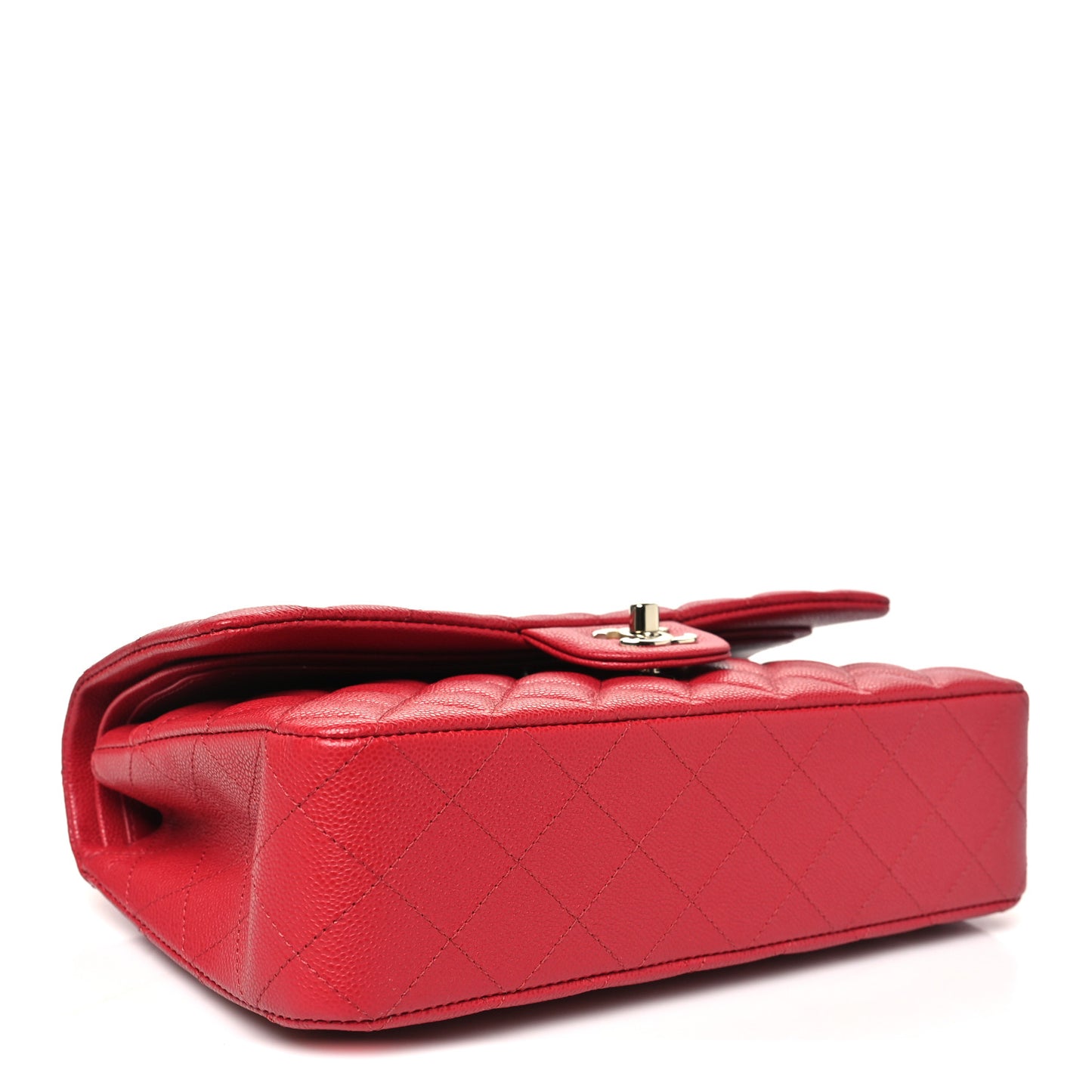 Caviar Quilted Medium Double Flap Red