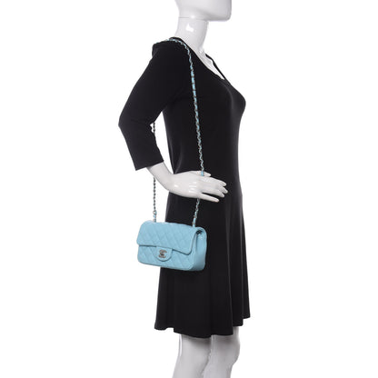 Chanel Lambskin Quilted Mini Rectangular Flap Neon Blue 2 of 11