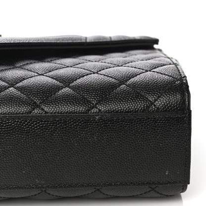 Saint Laurent Grain De Poudre Textured Mixed Matelasse Triquilt Medium Monogram Satchel Black 12 of 12