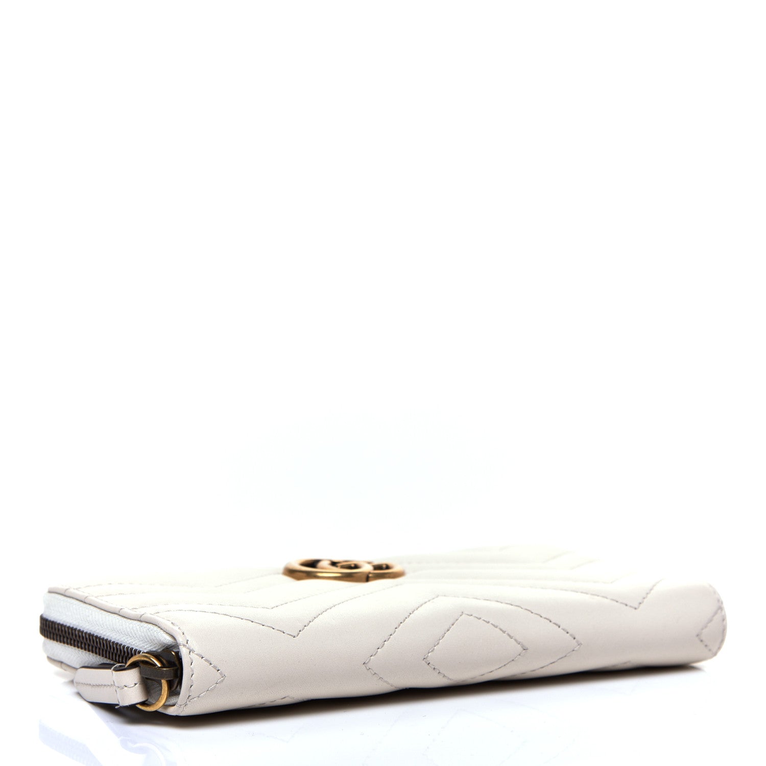 Gucci Calfskin Matelasse GG Marmont Zip Around Wallet White 4 of 9