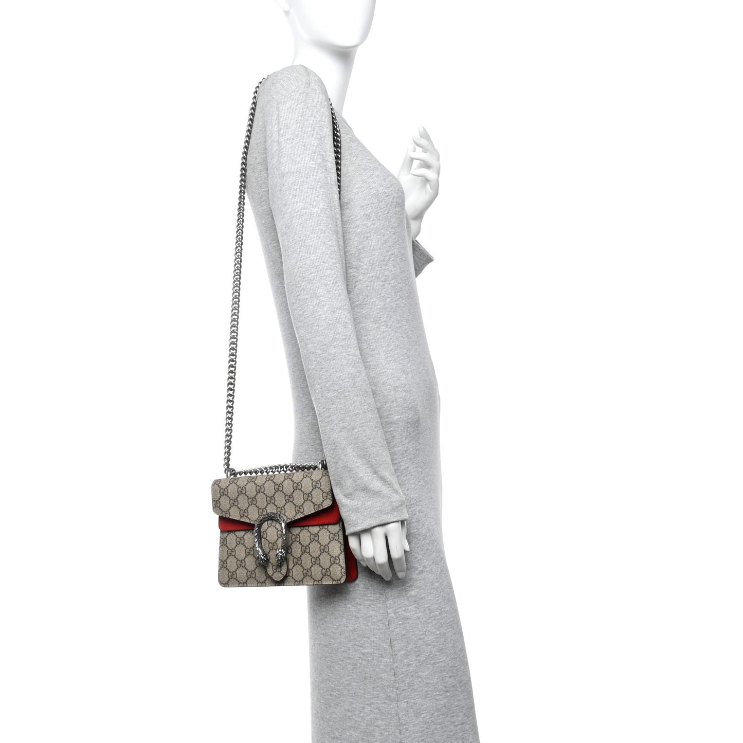 GG Supreme Monogram Mini Dionysus Shoulder Bag Hibiscus Red